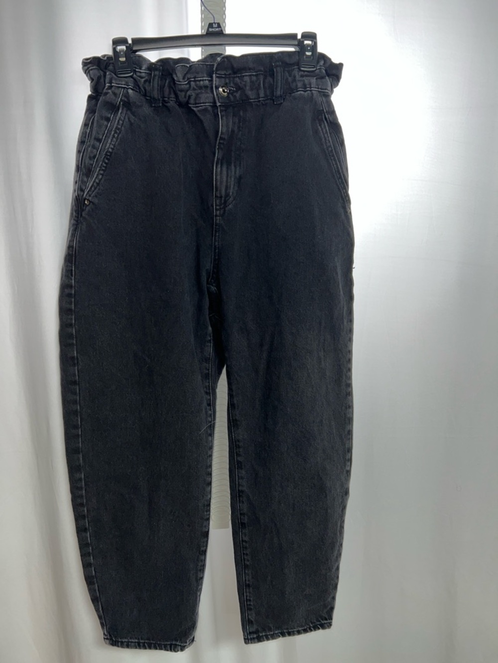 High-Waist Paperbag Black Jeans
